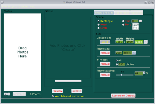 Shape Collage Settings