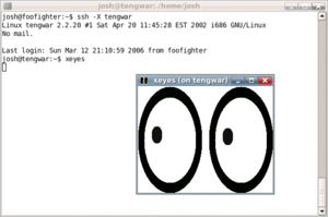 Example of tunnelling an X11 application over SSH